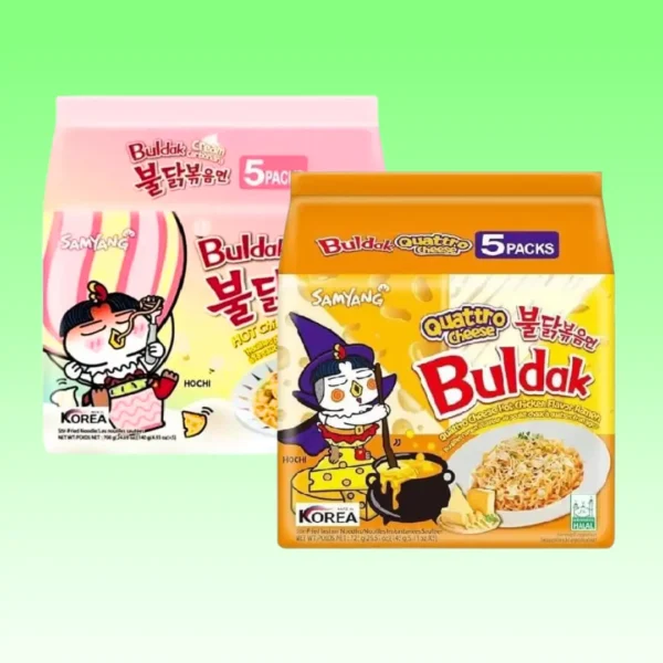 Buldak Chicken Stir Fried Ramen, Cream Carbonara, Quattro Cheese (Variety 10 Pack)