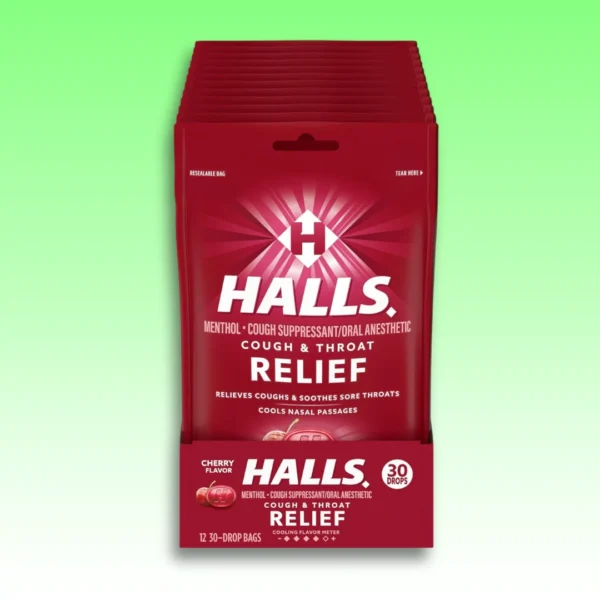 HALLS Cherry Flavor throat Relief