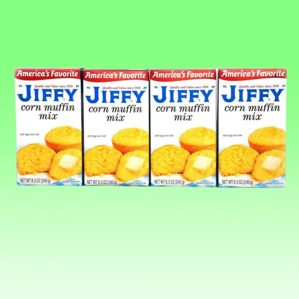 Jiffy Corn Muffin Mix (Pack of 4), 8.5 oz (240g) Bundled with a JFS Recipe Card