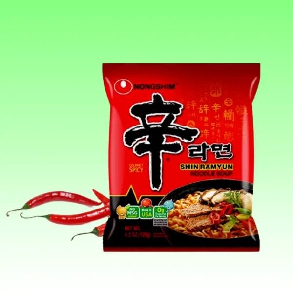 Nongshim Shin Ramyun Noodle Soup, Spicy - 4.2oz