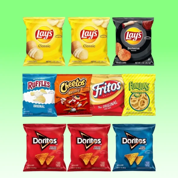 QT LIMITED Frito-Lay Party Mix Variety Pack - Lay's, Ruffles, Cheetos, Doritos, Fritos, and Funyuns Snack Box, 10 Count