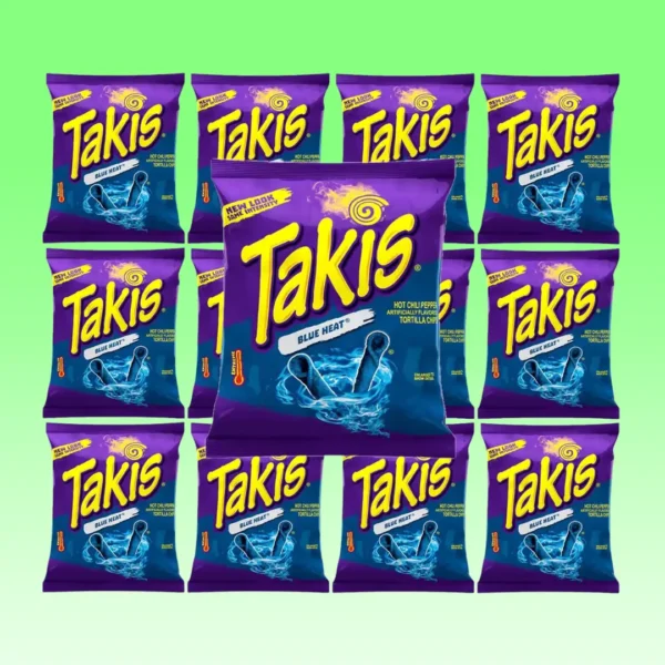 Takis Blue Heat, 2oz Bags, (Pack of 8) with Bay Area Marketplace Napkins