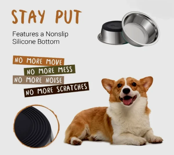 Anti-Slip Dog Bowls Stainless Steel