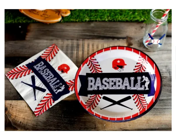 Baseball Party Supplies, Plates, Fork & Napkins