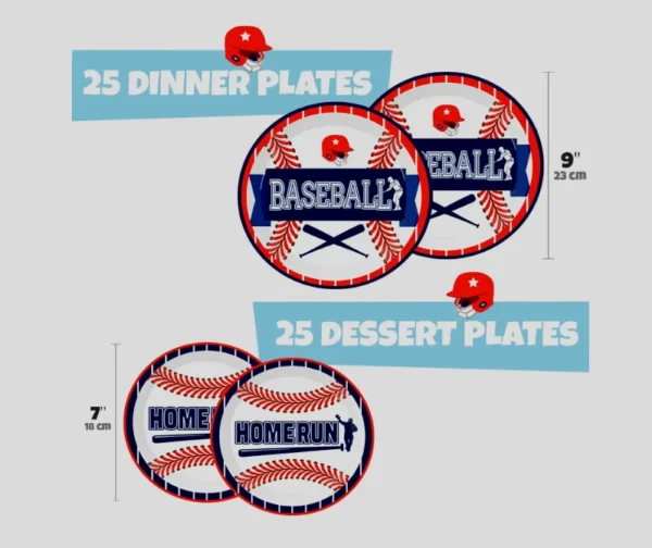 Baseball Paper Plates, Forks, Napkins Baseball Themed Party Decorations - Image 4