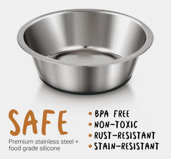 Deep Stainless Steel Anti-Slip Dog Bowls