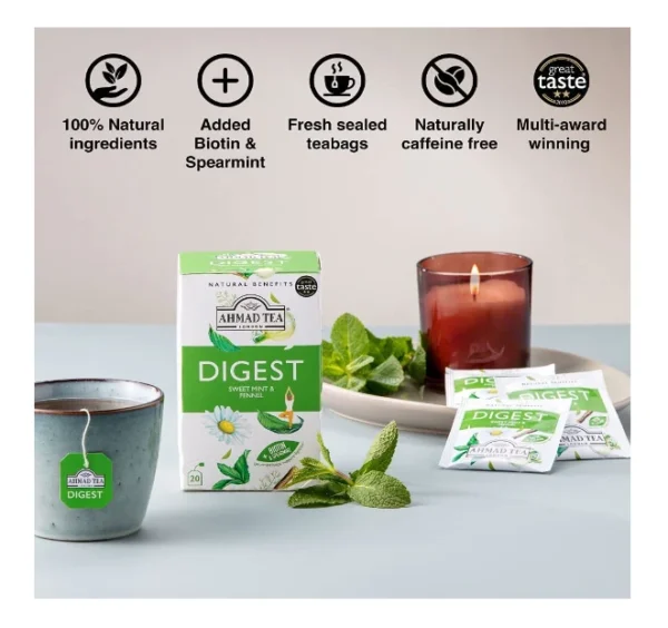 Herbal Tea, Sweet Mint, Fennel & Biotin 'Digest' 20pcs Teabags - Image 4