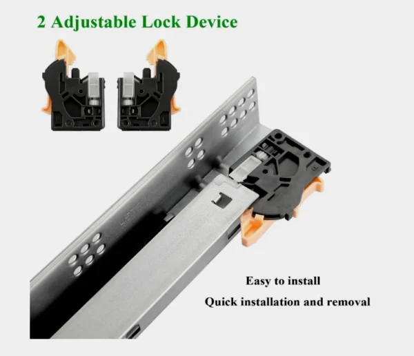 Drawer Slides Adjustable Locking Devices and Brackets 6 Pairs of 12 Inch - Image 2