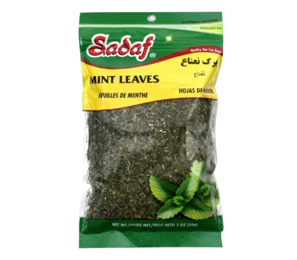 Dried mint leaves cut and sifted